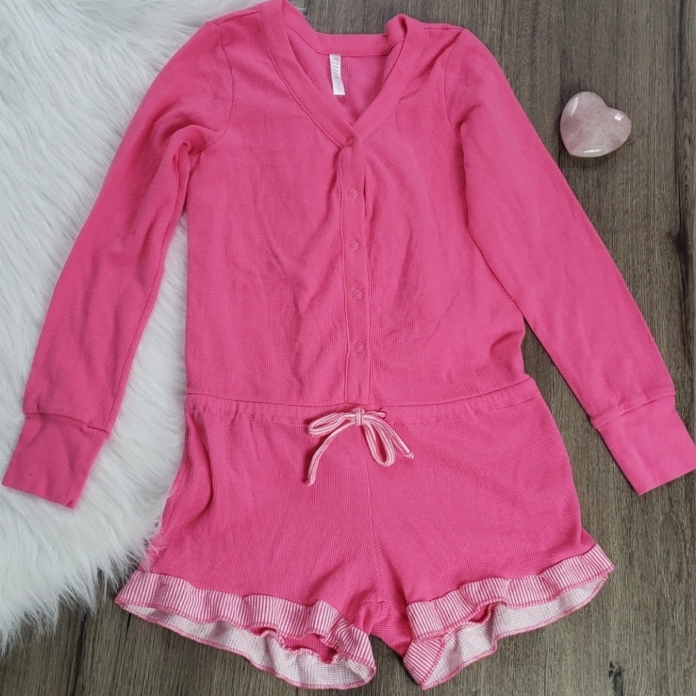 Pink Lundon Thermal Sleeper Romper Shorts